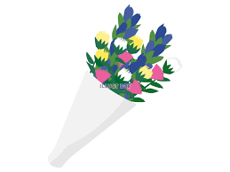 花束を抱く少女：画像